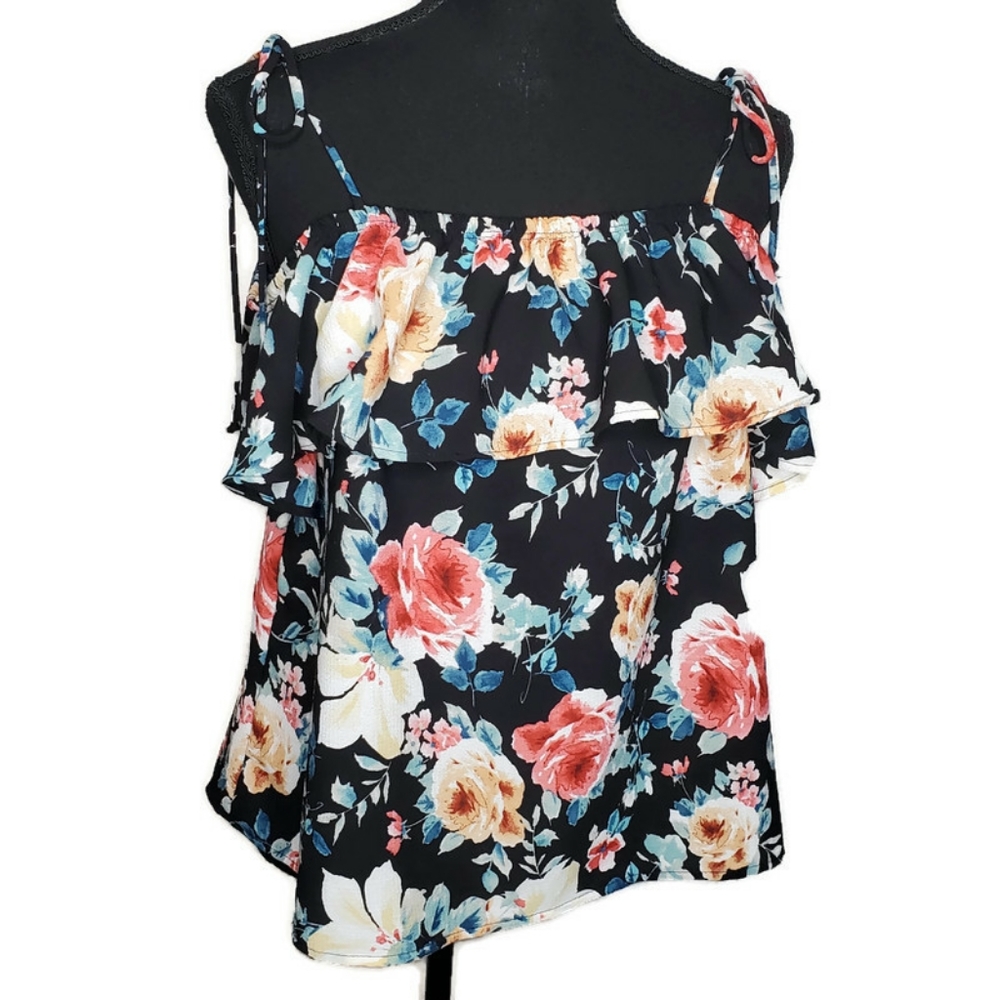 Honey Peace Cold Shoulder Floral Top